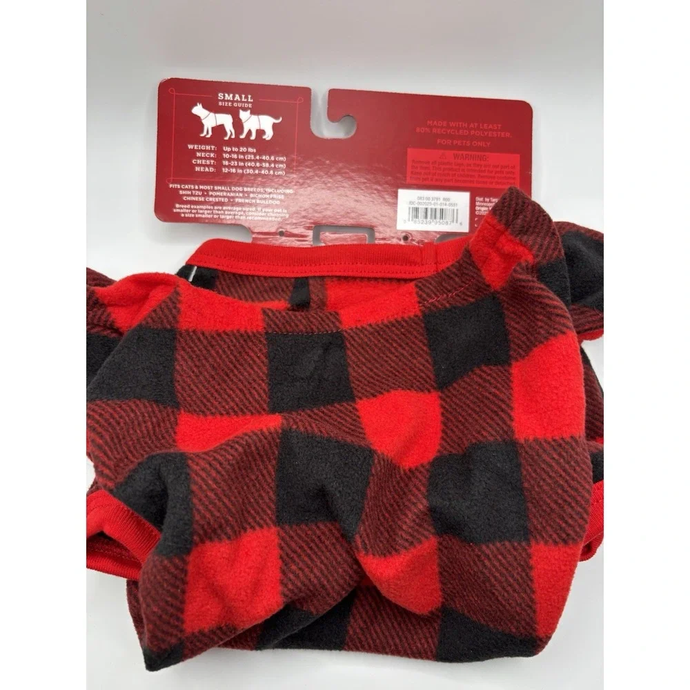 NWT Wondershop at Target Small Black Red Buffalo‎ Checker Pet Pajamas